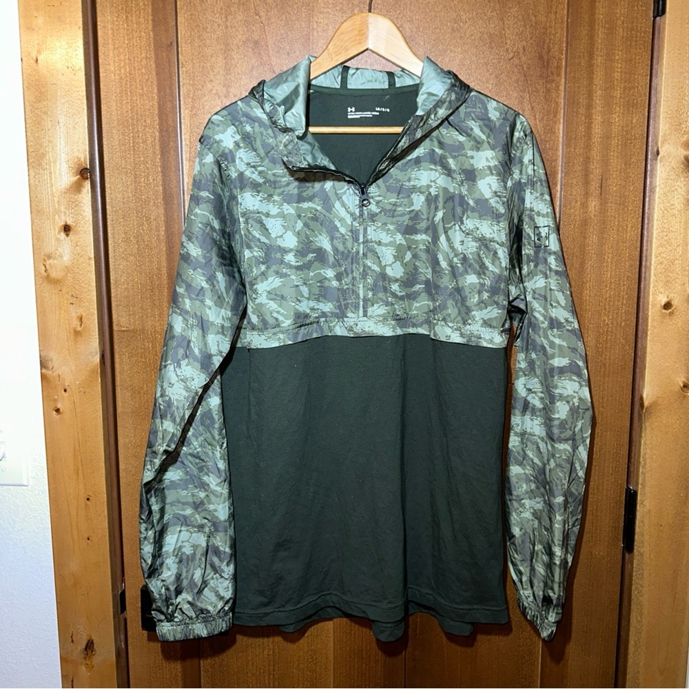 Under‎ Armour- UA Men’s Sportstyle Anorak Windbreaker - Fitted Green Camo Sz L